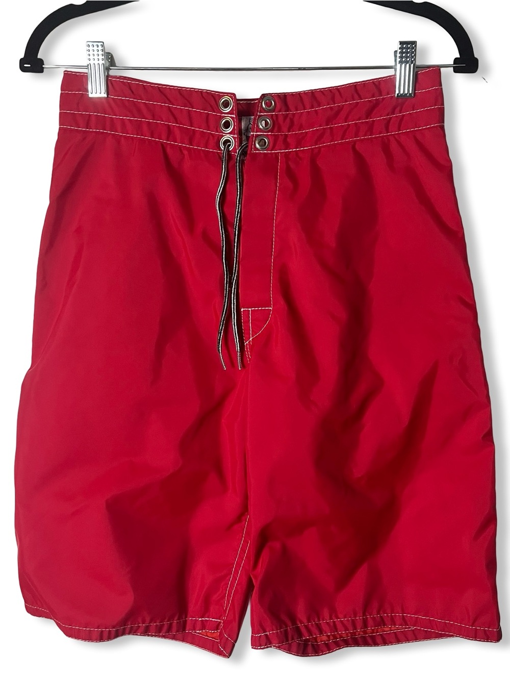 Vintage Birdwell Beach Britches Red Board Shorts Surf Made In USA